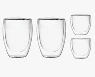 4 Vasos De Vidrio Para Café Doble Pared Térmico 350ml/150ml Color Transparente