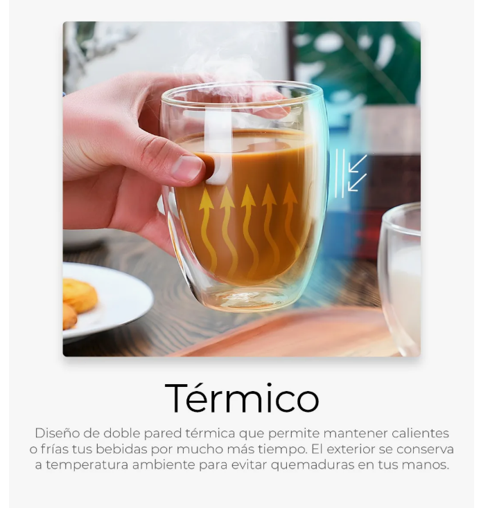 Foto 5 pulgar | 4 Vasos De Vidrio Para Café Doble Pared Térmico 350ml/150ml Color Transparente