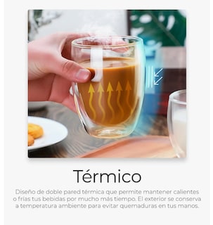 Foto 4 | 4 Vasos De Vidrio Para Café Doble Pared Térmico 350ml/150ml Color Transparente