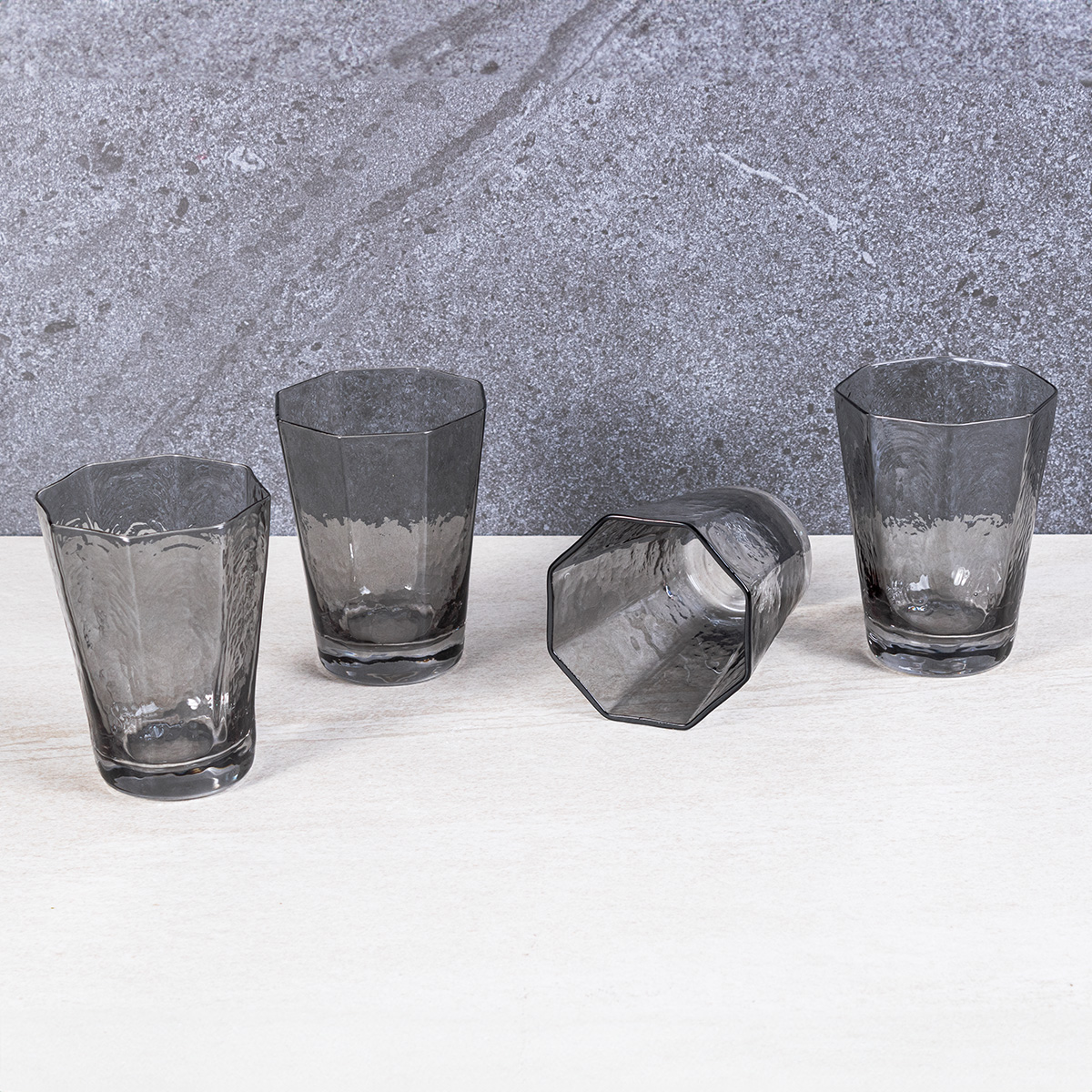 Foto 4 pulgar | Set De Vasos De Vidrio Crown Baccara Dito Gris 4 Piezas De 300 Ml