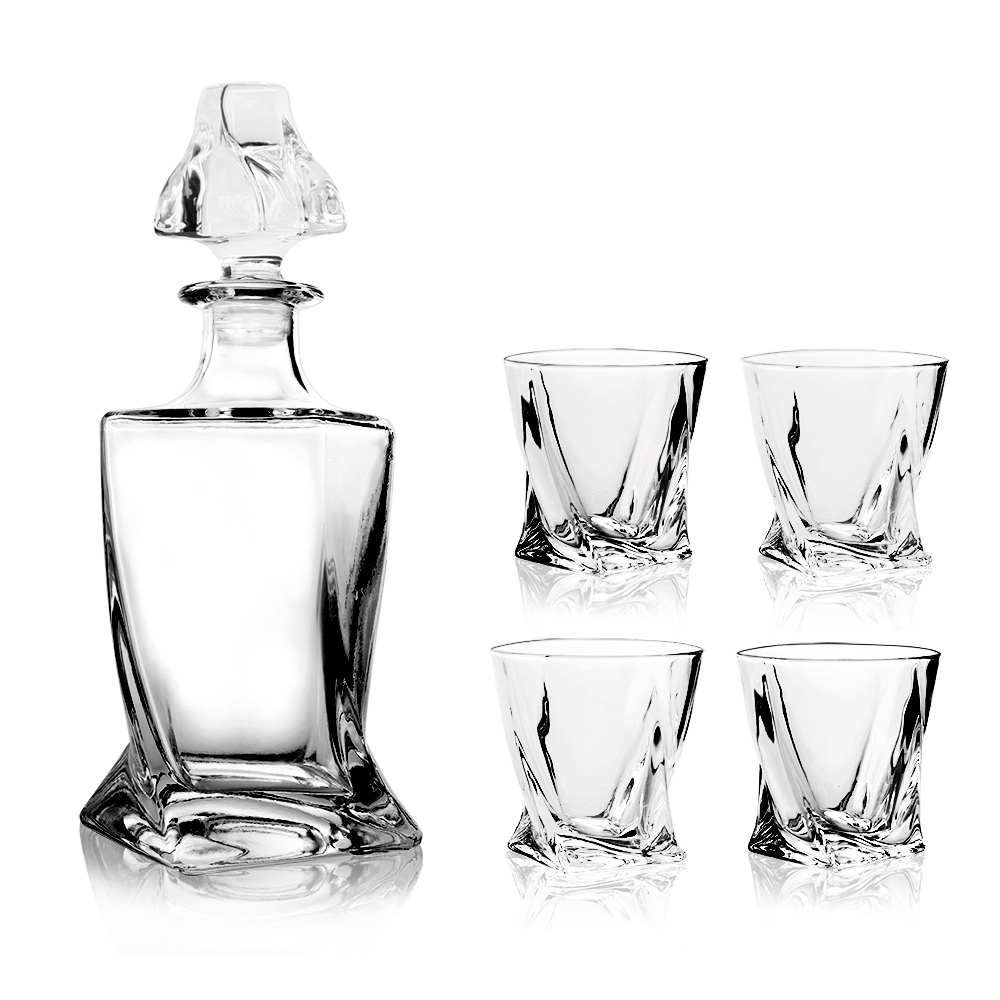 Vasos De Vidrio Con Decantador Whiskey Town De Cristal Twist Moderno