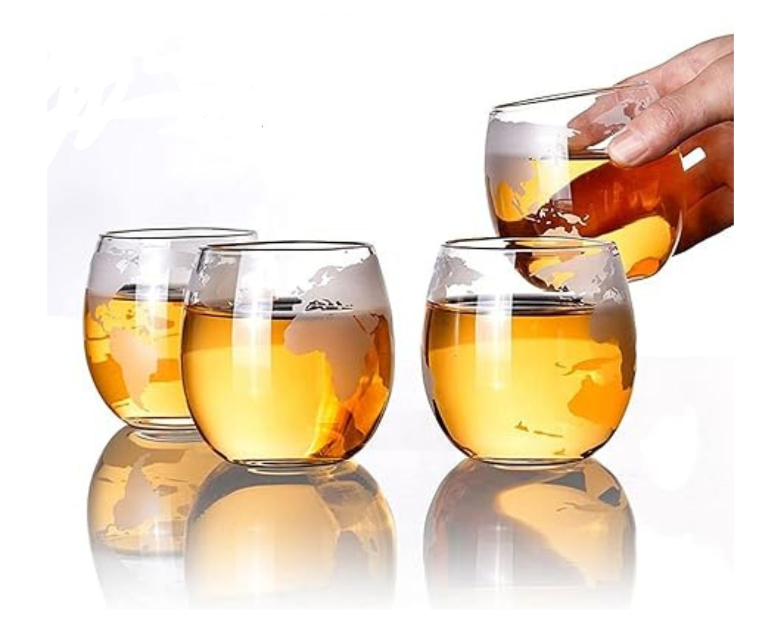 Foto 3 pulgar | Juego de 4 Vasos de Whisky, Bluelander Diseño De Mapa 400 ml