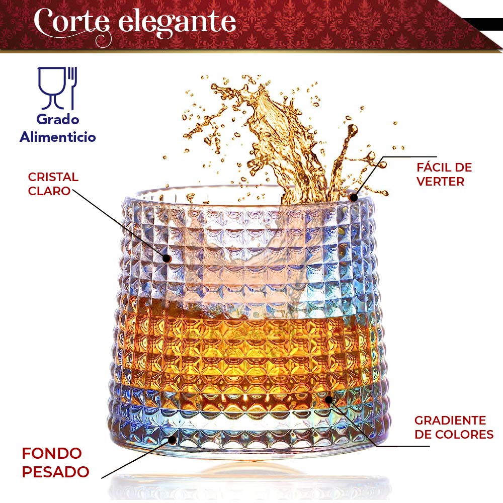 Foto 4 pulgar | Set 6 Vasos Chic-fantasy para Whisky Licor 170 Ml Cristal Grueso Bar Coctel Diseño Elegante Puntos