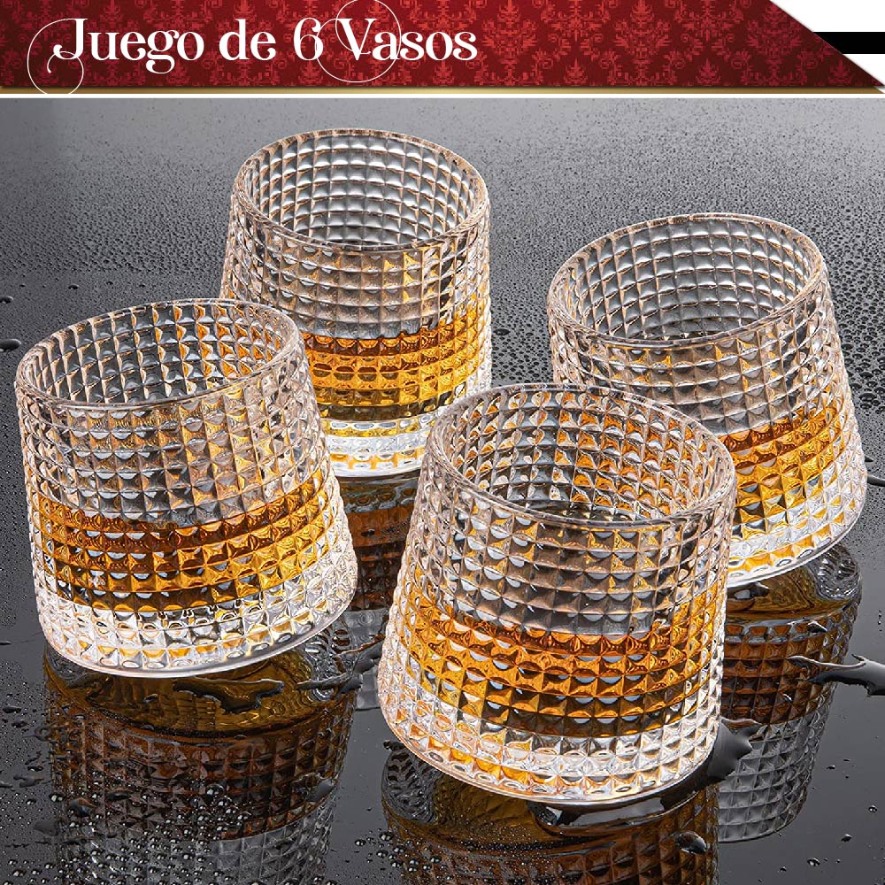 Foto 8 pulgar | Set 6 Vasos Chic-fantasy para Whisky Licor 170 Ml Cristal Grueso Bar Coctel Diseño Elegante Puntos