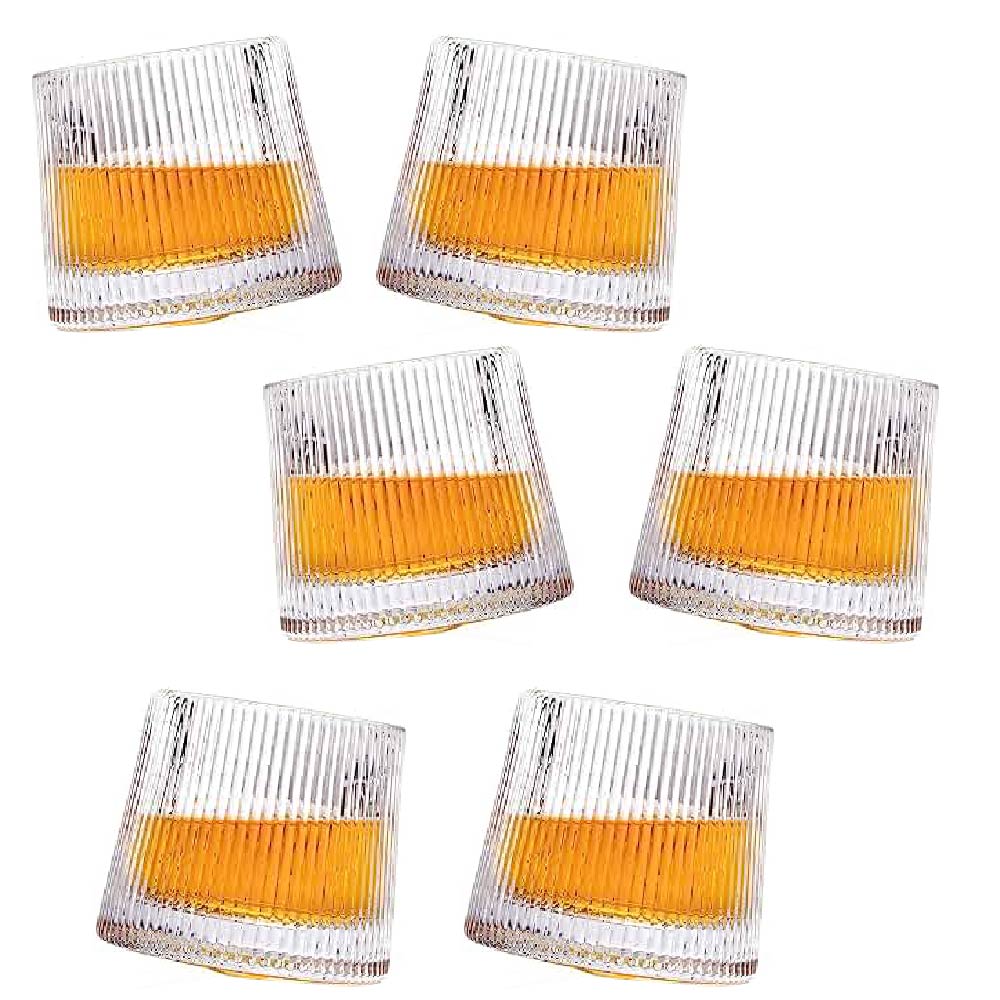 Set 6 Vasos Chic-fantasy Para Whisky Licor 170 Ml Cristal Grueso Bar Coctel Diseño Elegante Líneas