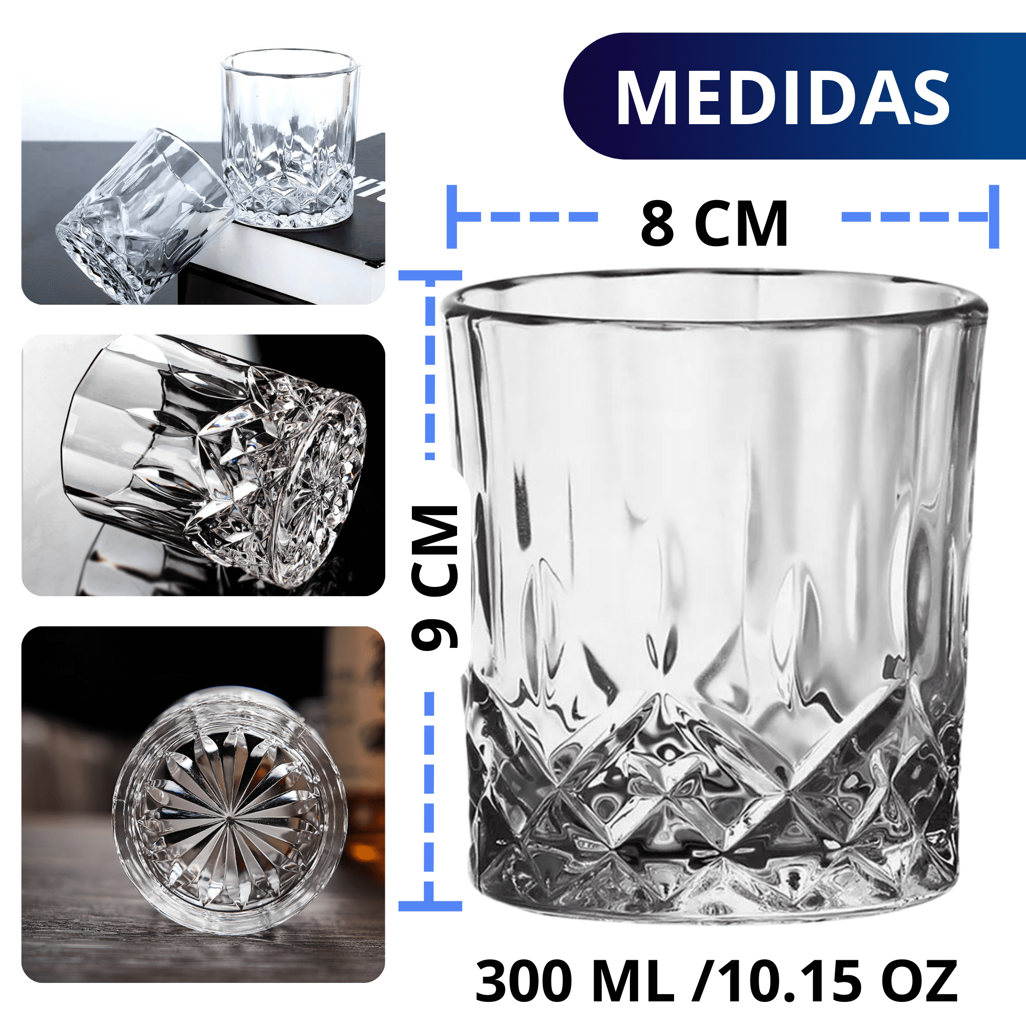 Foto 5 pulgar | Vasos De Vidrio Whiskey Ecomlab Old Fashion Set Regalo 4 Pcs