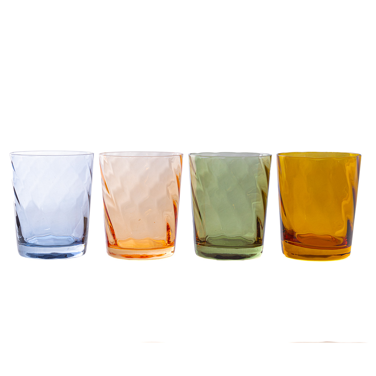 Set de Vasos de Vidrio Crown Baccara Caribe 4 Piezas de 300 ml en Vibrante Colección de 4 Colores