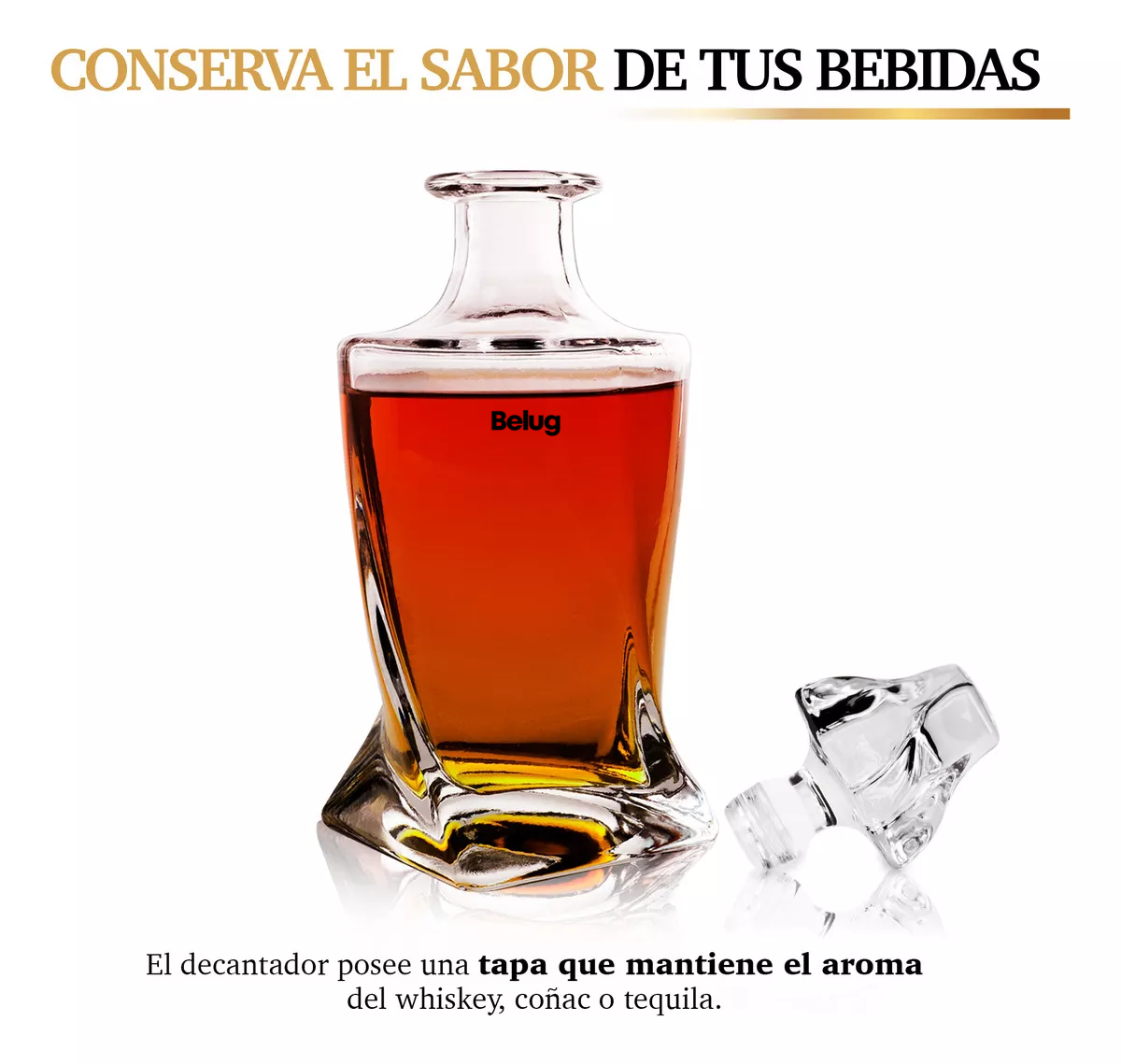 Foto 6 | 4 Vasos De Vidrio Para Whisky Con Decantador De Cristal 770 Ml Cristal