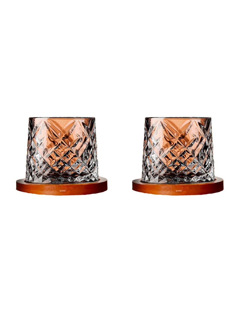 Foto 3 pulgar | 2 Elegantes Vasos Para Whisky Con Base De Bambú + Gratis Termo Güish De Regalo