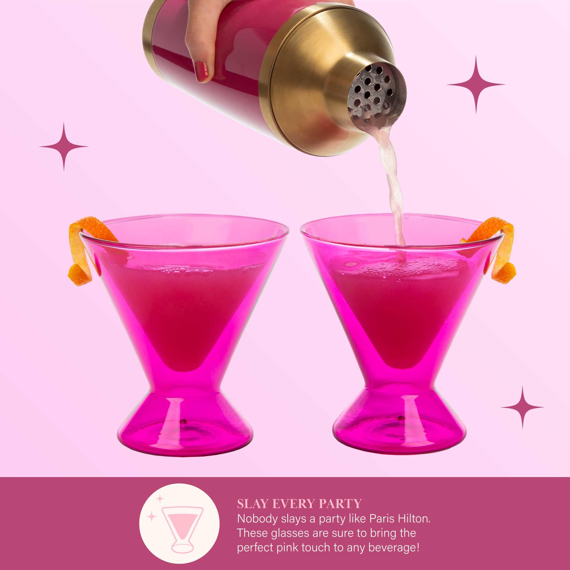 Foto 6 pulgar | Set De Vasos Martini Paris Hilton De Doble Pared, 200 Ml, Color Rosa Intenso - Venta Internacional.