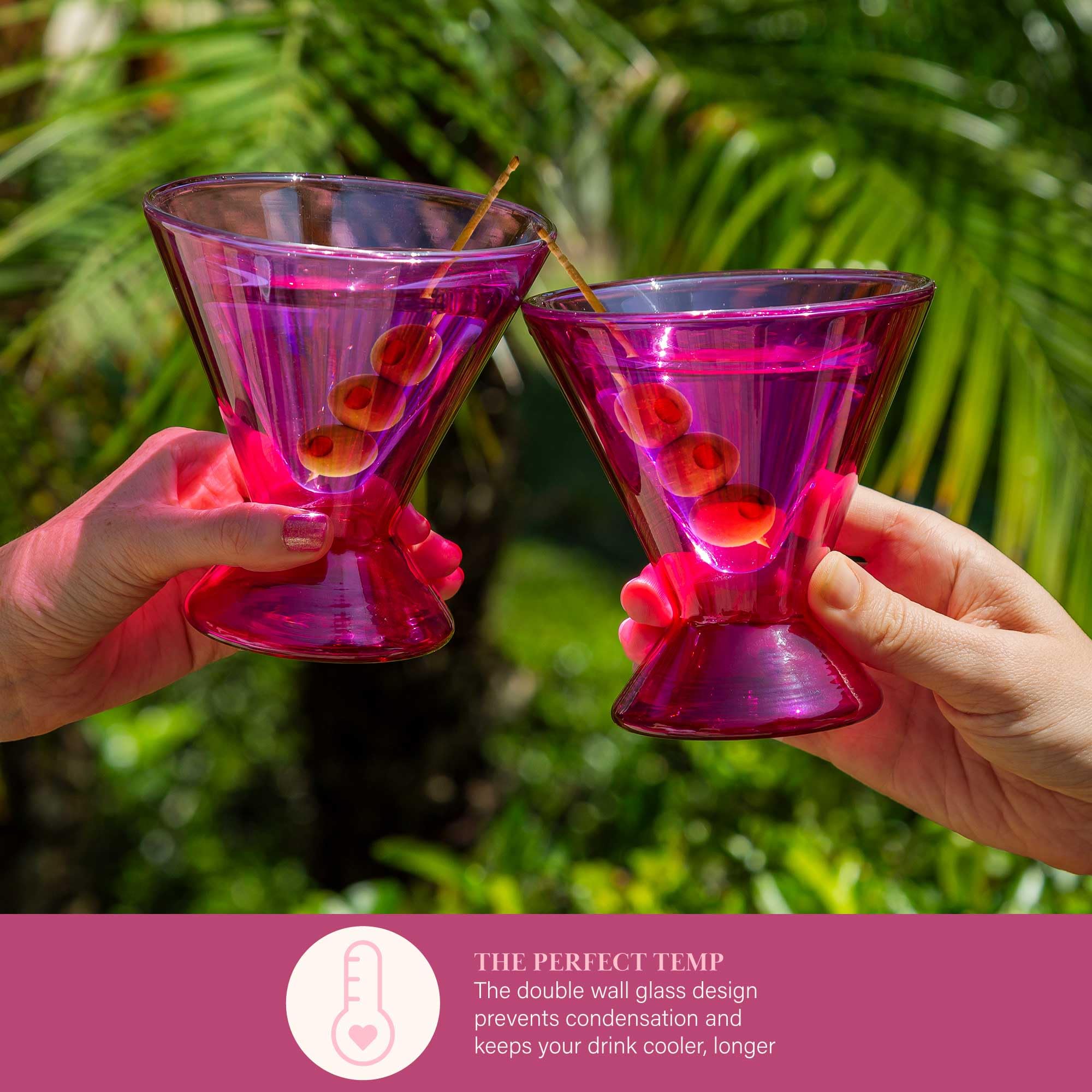 Foto 7 pulgar | Set De Vasos Martini Paris Hilton De Doble Pared, 200 Ml, Color Rosa Intenso - Venta Internacional.
