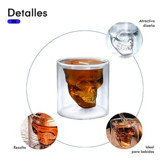 Foto 5 | Pack 6 Vasos Calaca Shot Tequilero Vaso Vidrio Calavera 75ml Lab.g Transparente