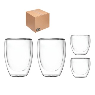 Foto 1 | 4 Vasos De Vidrio Para Café Doble Pared Térmico 350m Eo Safe Imports Esi-20722 Trasparente