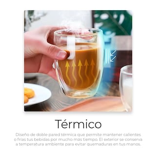 Foto 2 | 4 Vasos De Vidrio Para Café Doble Pared Térmico 350m Eo Safe Imports Esi-20722 Trasparente