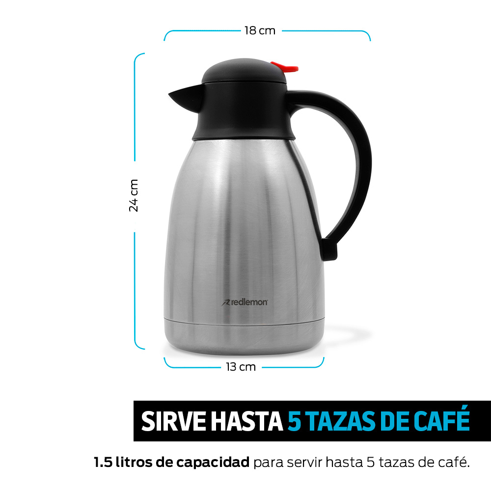 Foto 4 pulgar | Jarra Térmica para Café y Té Redlemon color Plateado de Acero Inoxidable 1.5 l