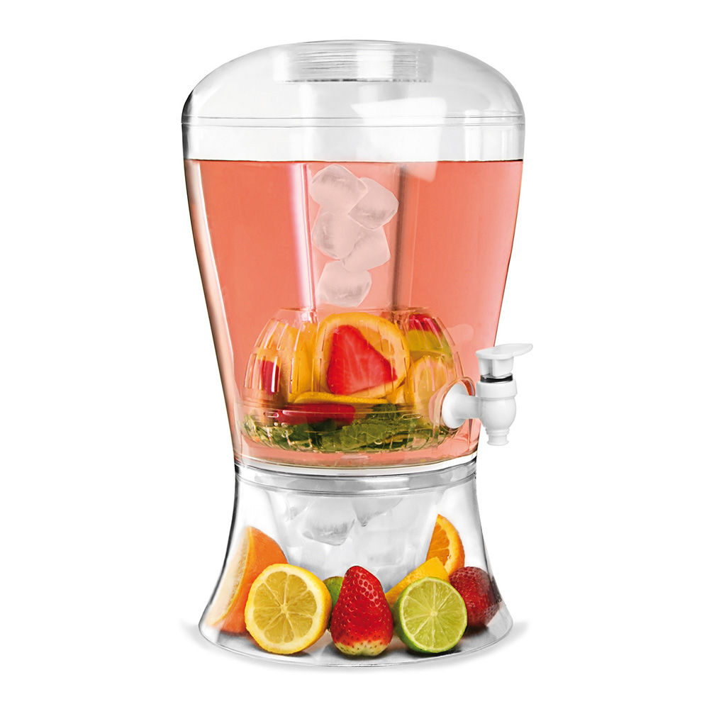 Dispensador de Bebidas de Acrílico con Infusor, Tubo y Base 8 Litros Baum Brothers Av-02 Transparente