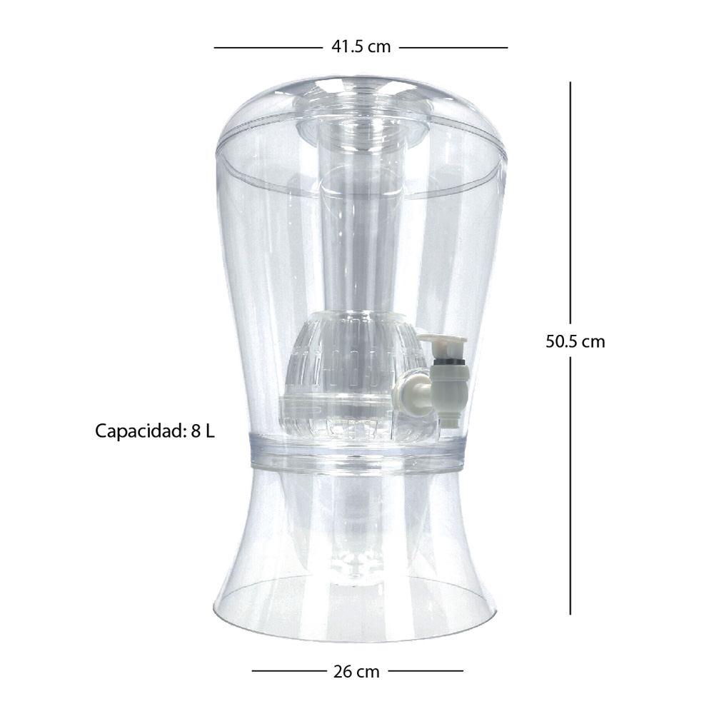 Foto 2 | Dispensador de Bebidas de Acrílico con Infusor, Tubo y Base 8 Litros Baum Brothers Av-02 Transparente