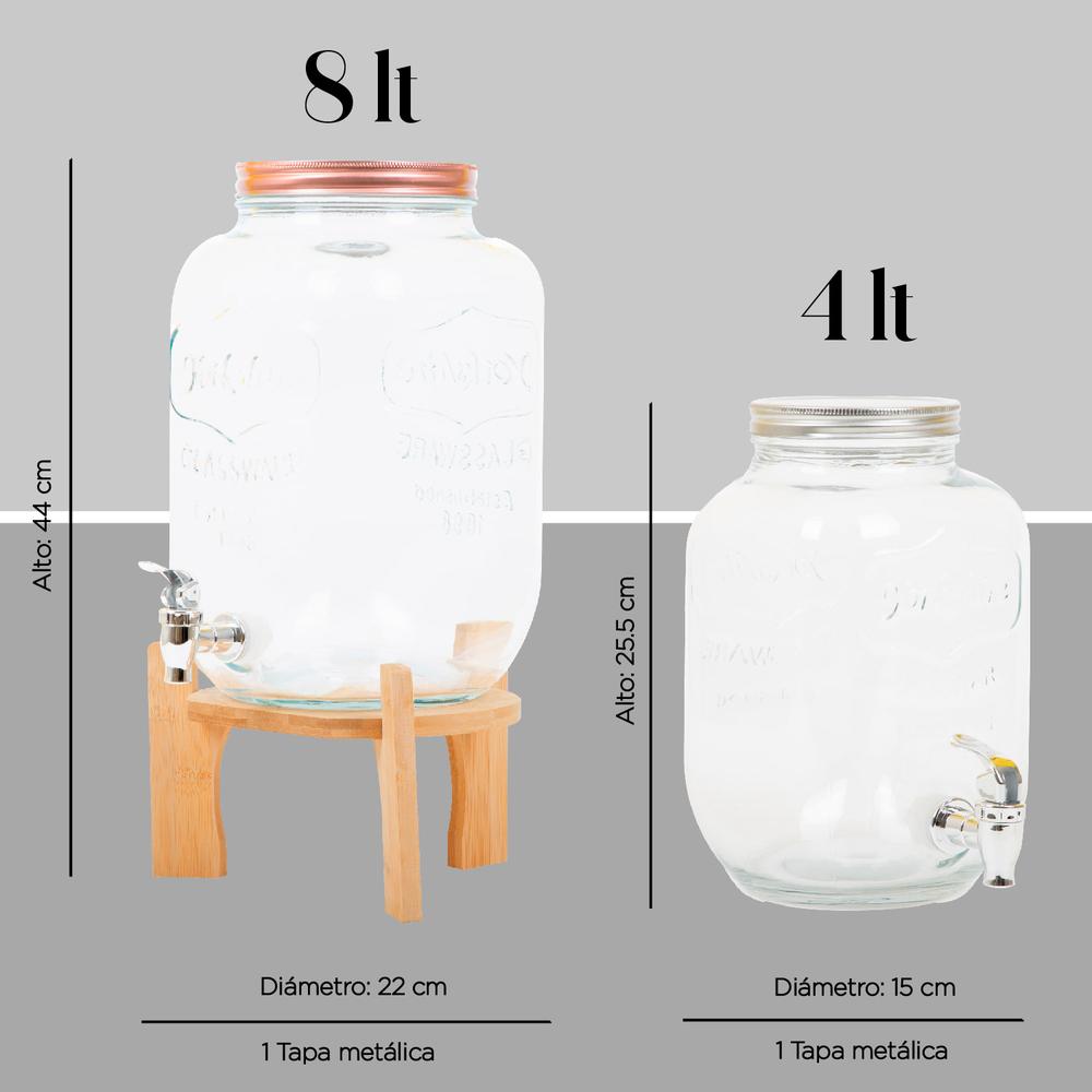 Foto 4 | Dispensadores ColorHome de Bebidas 4 y 8 Litros Mason Jar Vitrolero Bambu