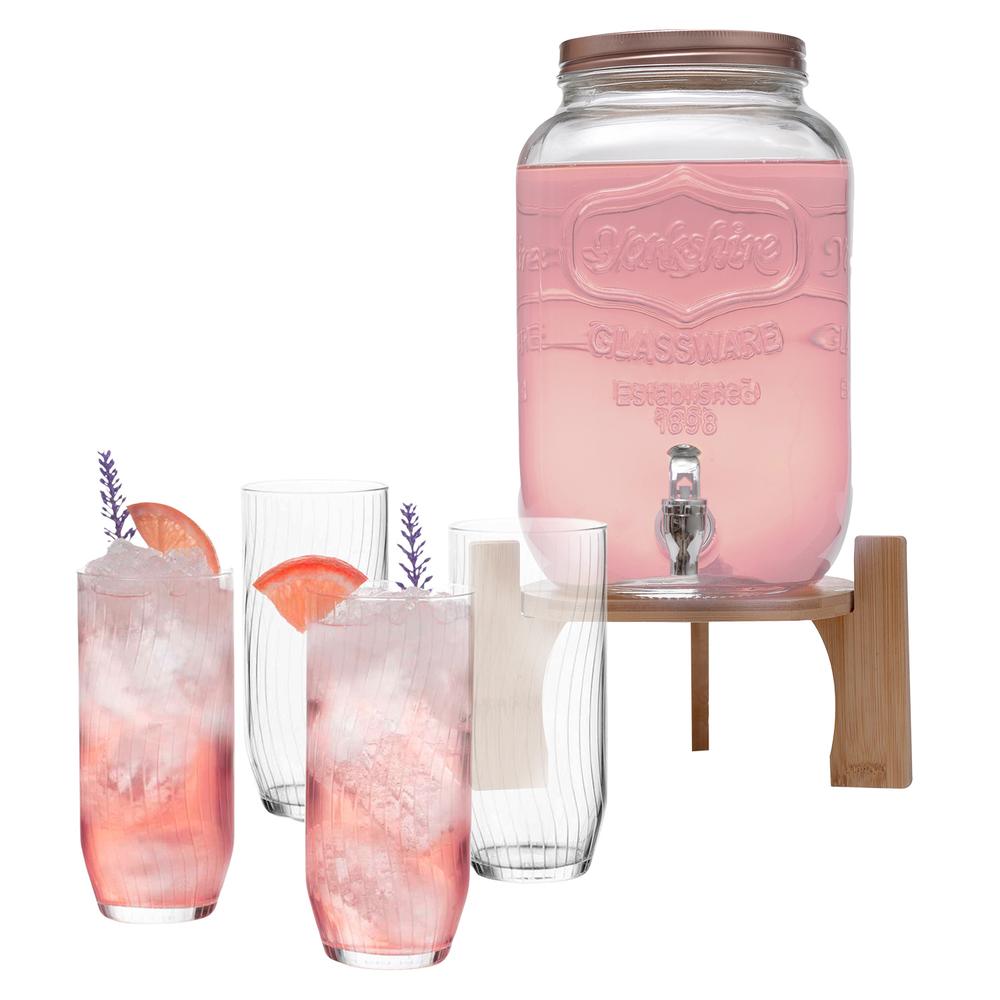 Dispensador Bebidas ColorHome 8 Litros Vitrolero + Juego Vasos Cristal