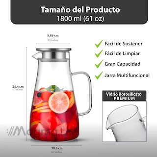 Foto 2 | Jarra de Vidrio Magma Life Transparente 1.8 L