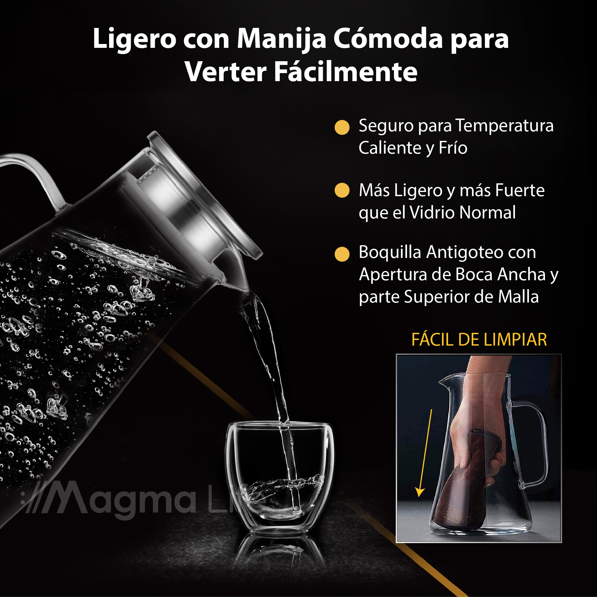 Foto 5 pulgar | Jarra de Vidrio Magma Life Transparente 1.8 L