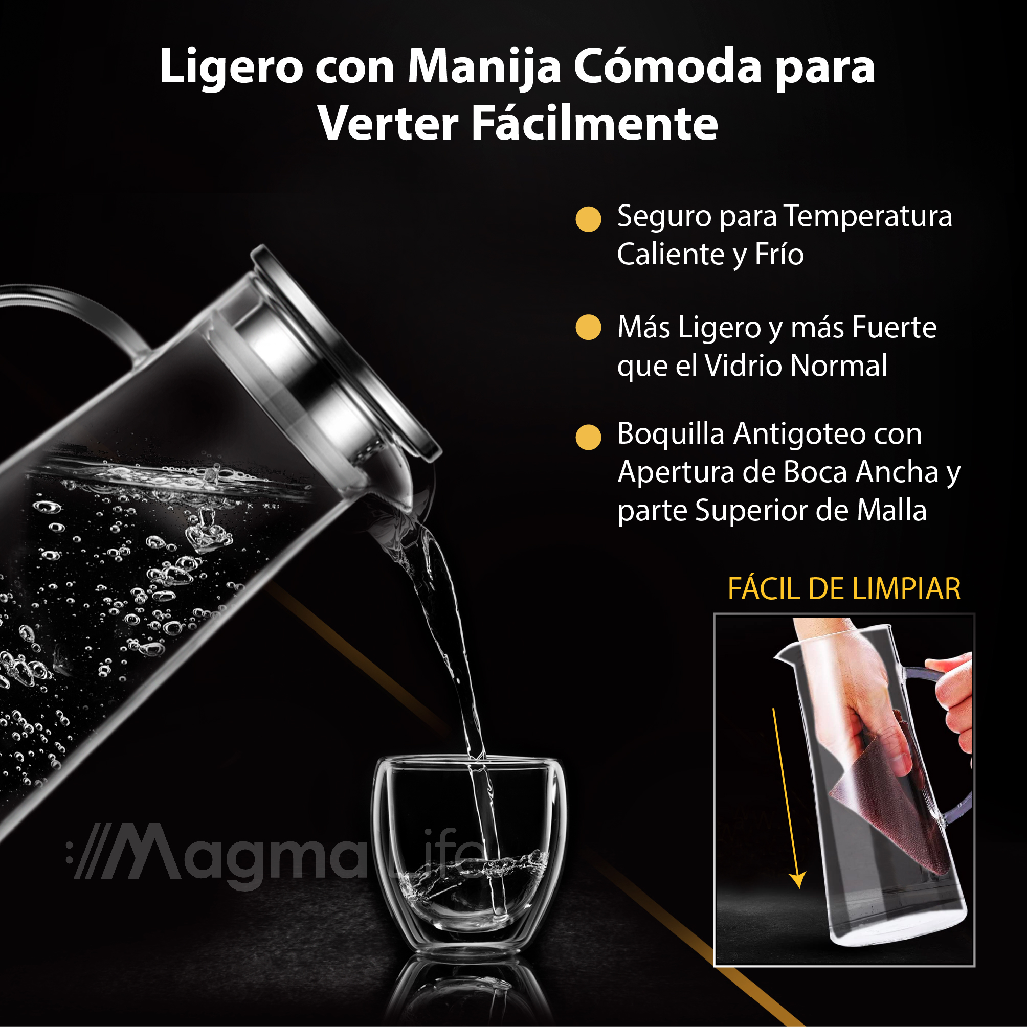 Foto 5 pulgar | Set de Jarras de Vidrio Magma Life Transparente 1.5L 2 Unidades