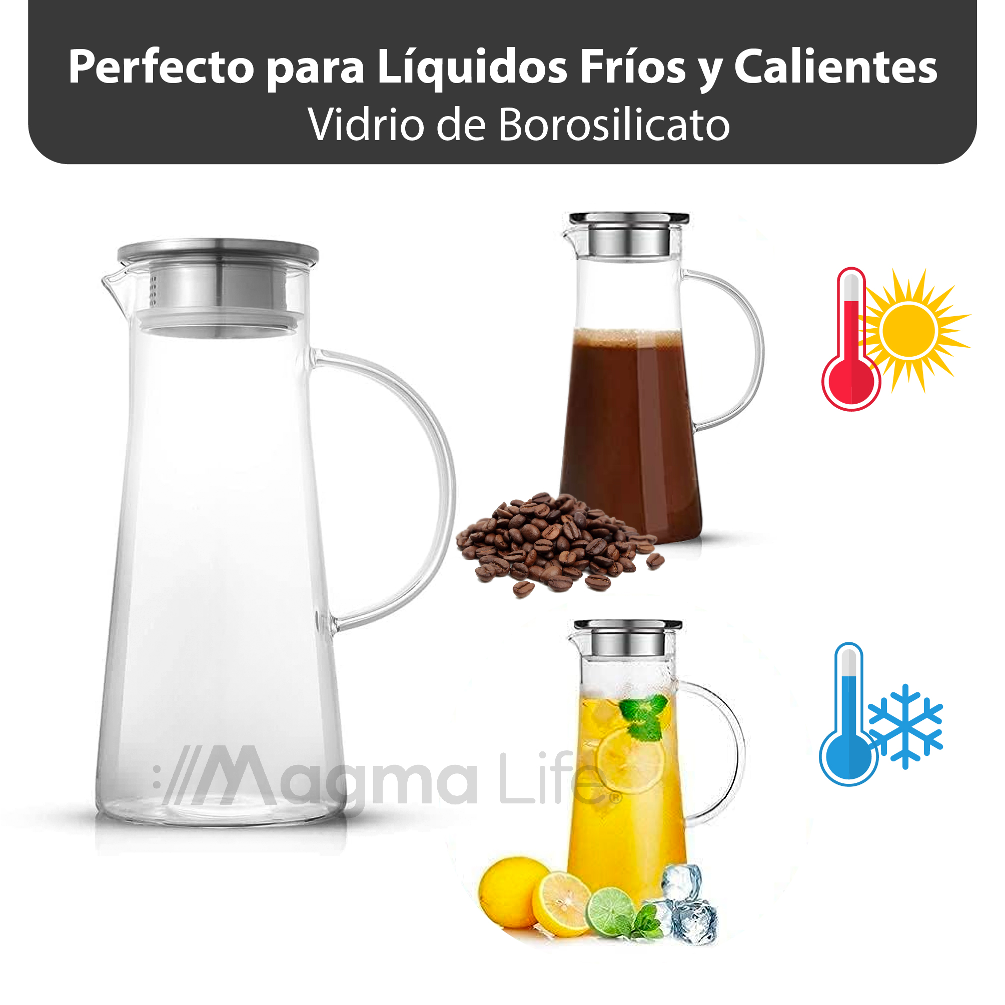 Foto 7 | Set de Jarras de Vidrio Magma Life Transparente 1.5L 2 Unidades