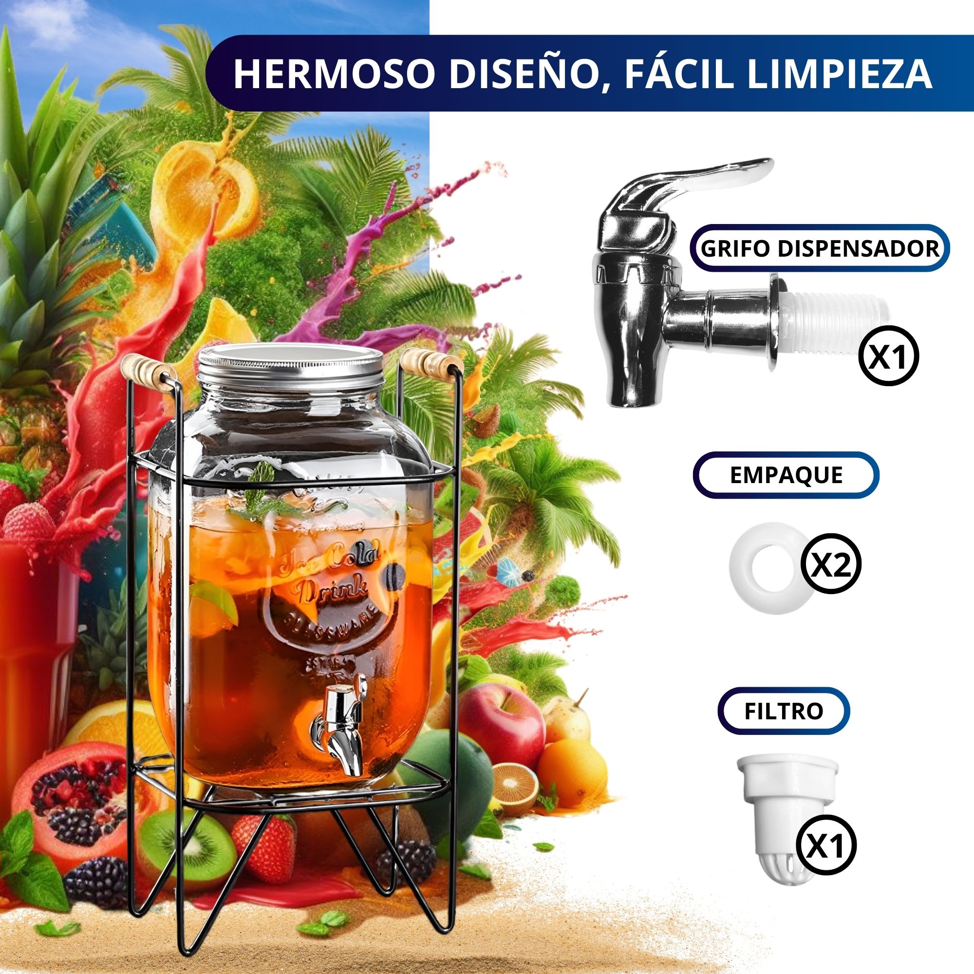 Foto 6 pulgar | Dispensador de Bebidas Ecomlab Vitrolero con Base Metálica 5.5 L