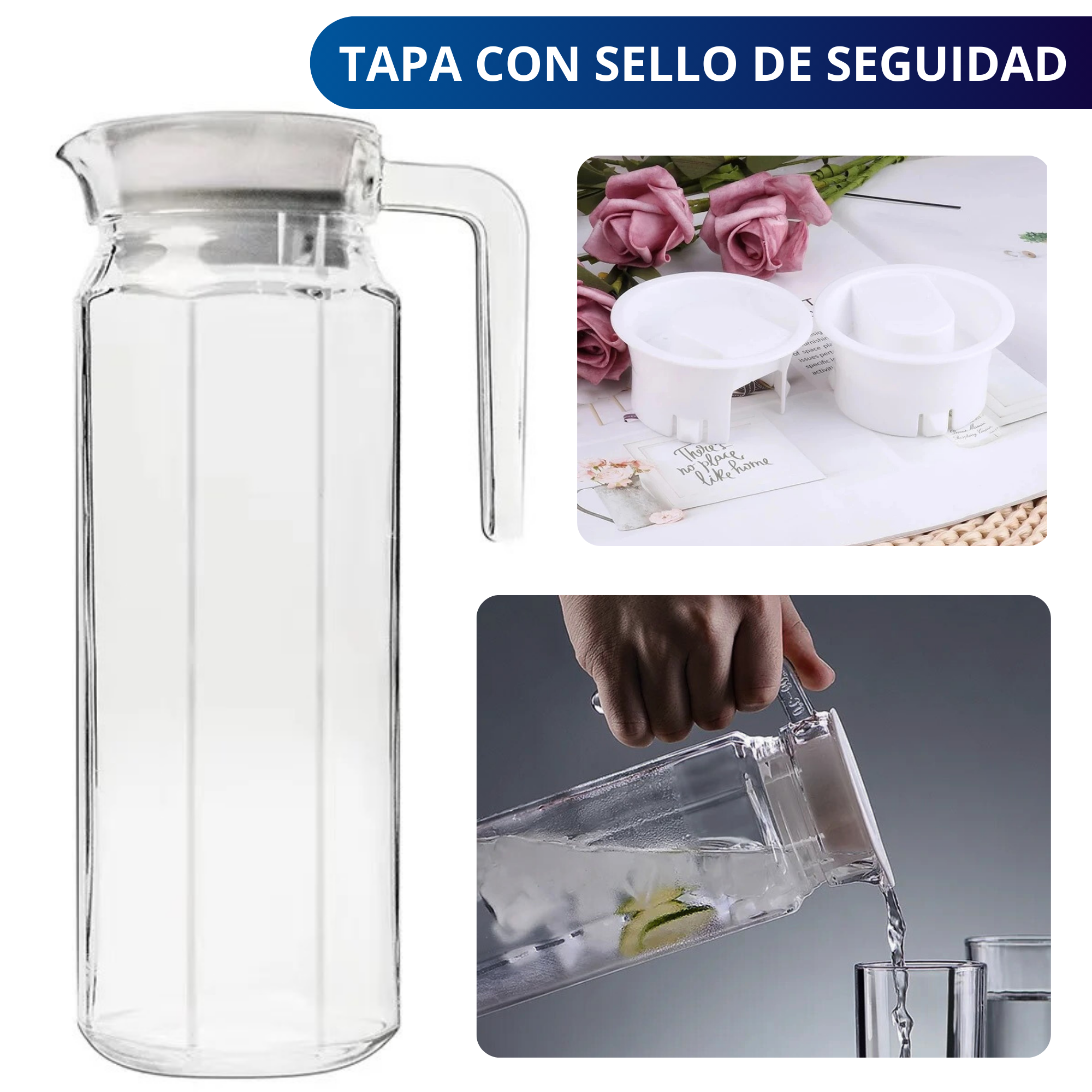 Foto 3 pulgar | Jarra De Vidrio Con Tapa Ecomlab Ideal Para Agua O Bebidas