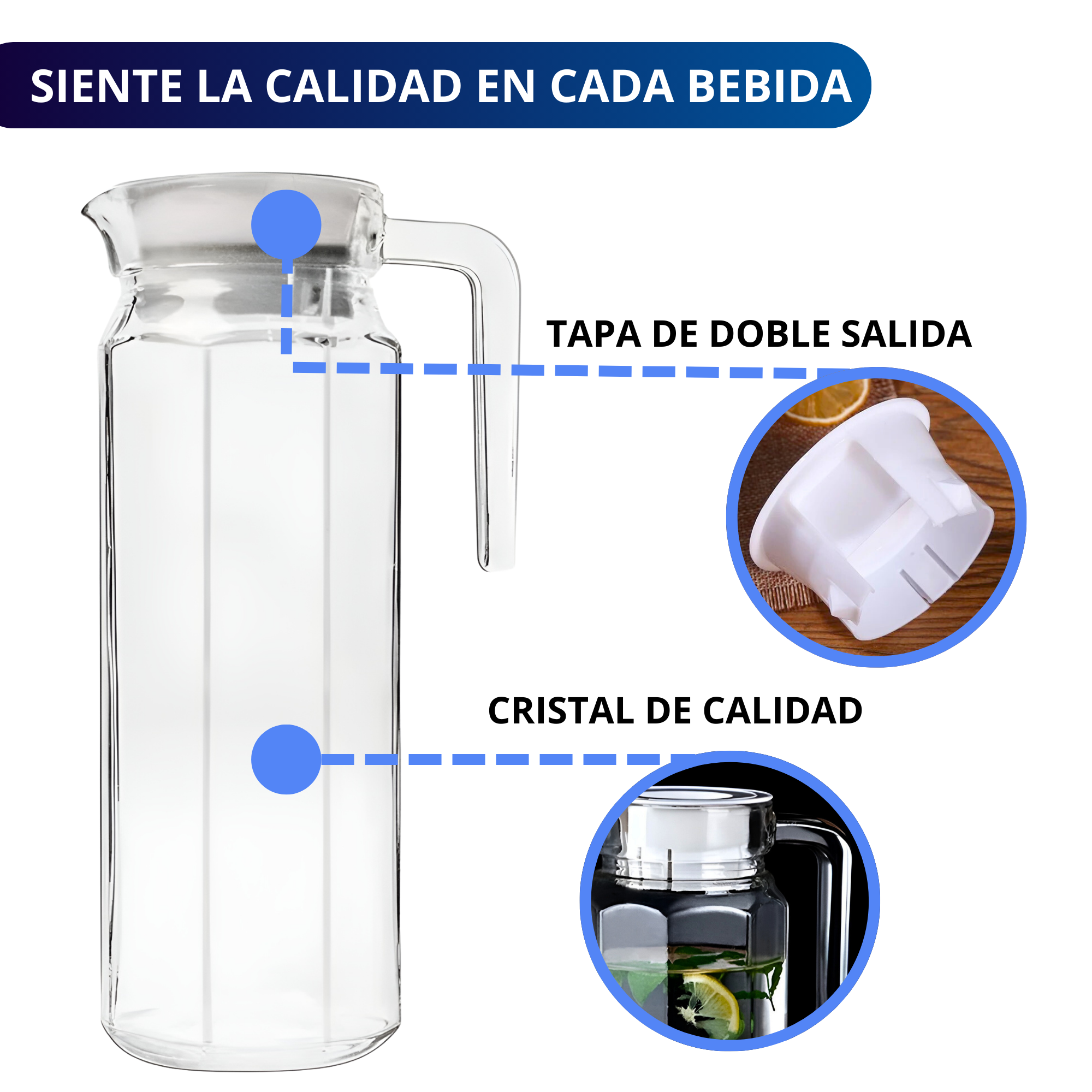 Foto 4 pulgar | Jarra De Vidrio Con Tapa Ecomlab Ideal Para Agua O Bebidas