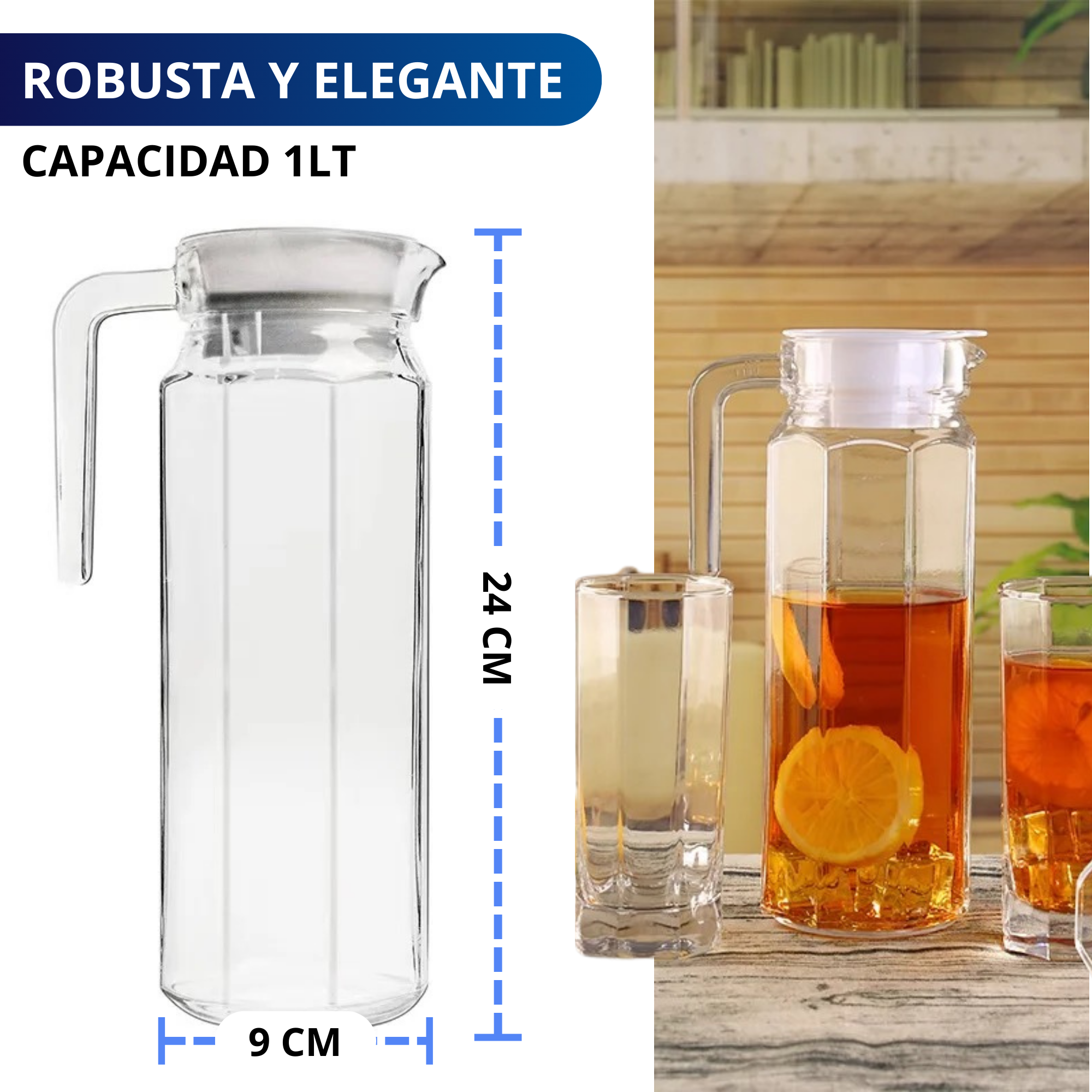 Foto 5 pulgar | Jarra De Vidrio Con Tapa Ecomlab Ideal Para Agua O Bebidas