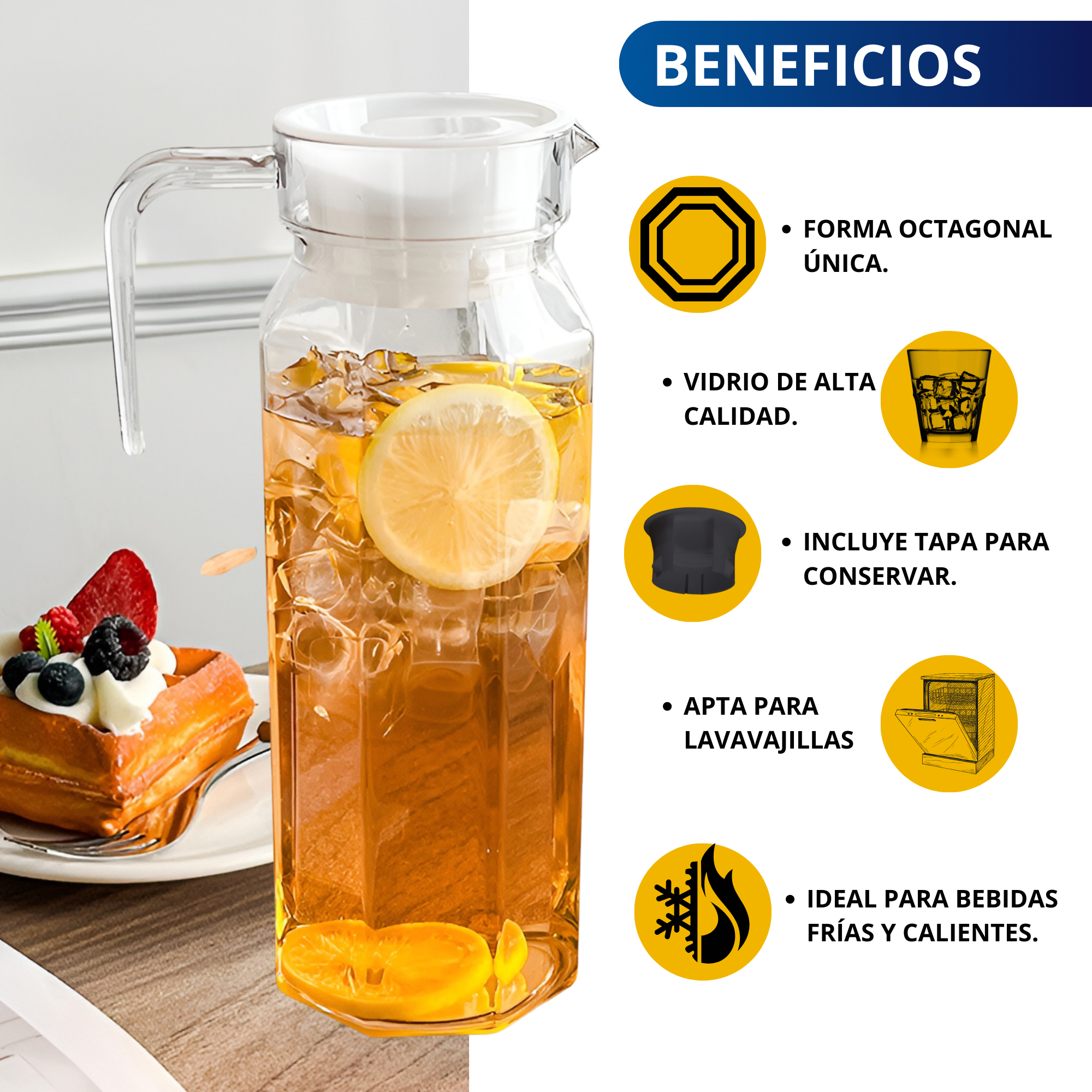 Foto 7 pulgar | Jarra De Vidrio Con Tapa Ecomlab Ideal Para Agua O Bebidas