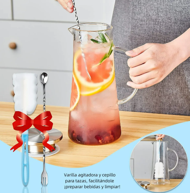 Foto 3 pulgar | Juego Xtellar Jarra De Vidrio Agua Caliente/fría 1.4l*2 Con Cuchara