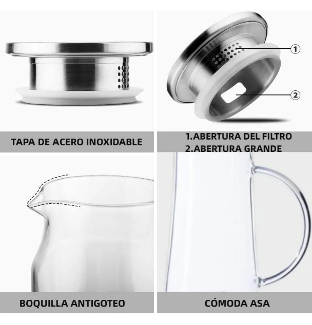 Foto 4 pulgar | Juego Xtellar Jarra De Vidrio Agua Caliente/fría 1.4l*2 Con Cuchara