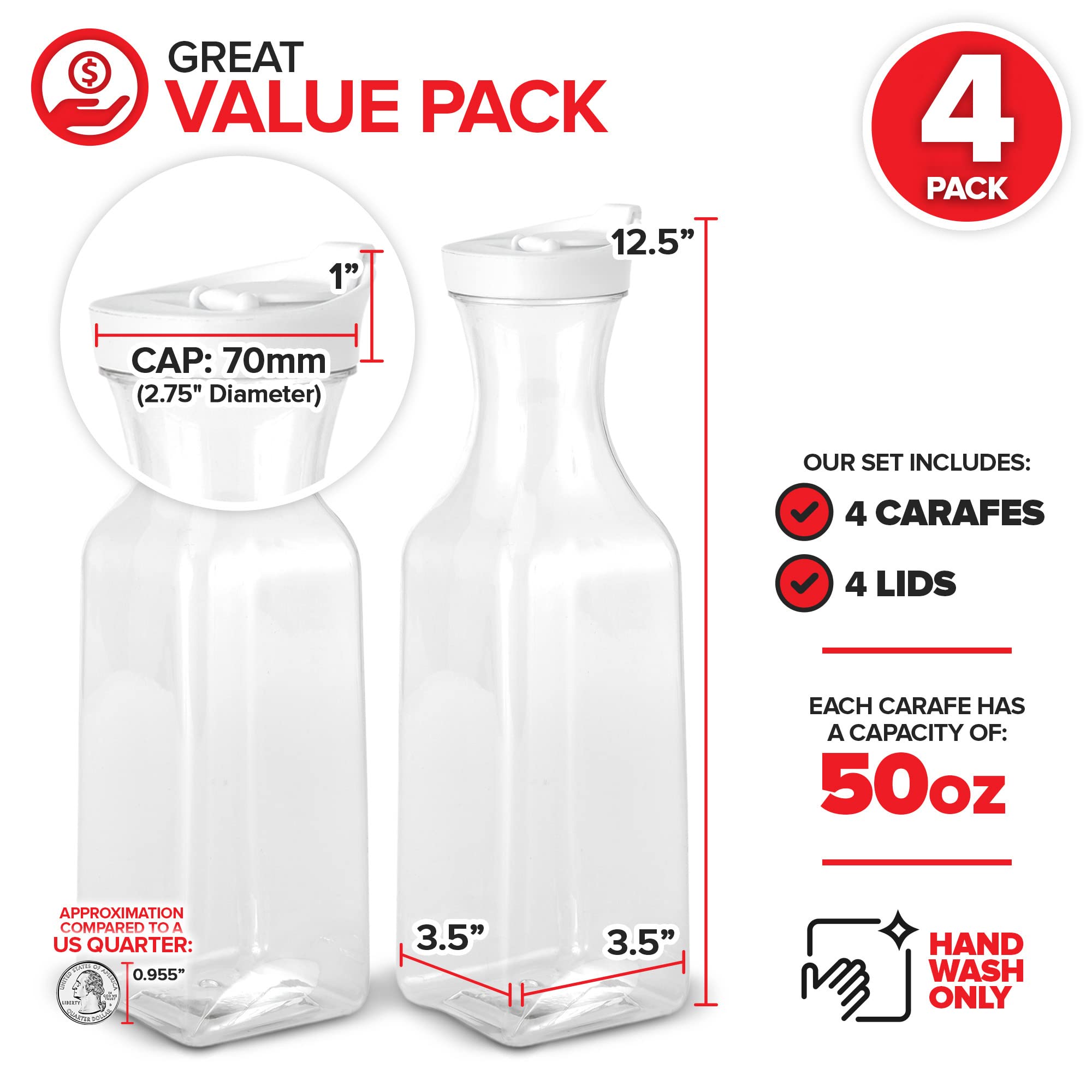 Foto 2 | Jarra de Plástico Stock Your Home 1,5 L con Tapa 4 Piezas - Venta Internacional