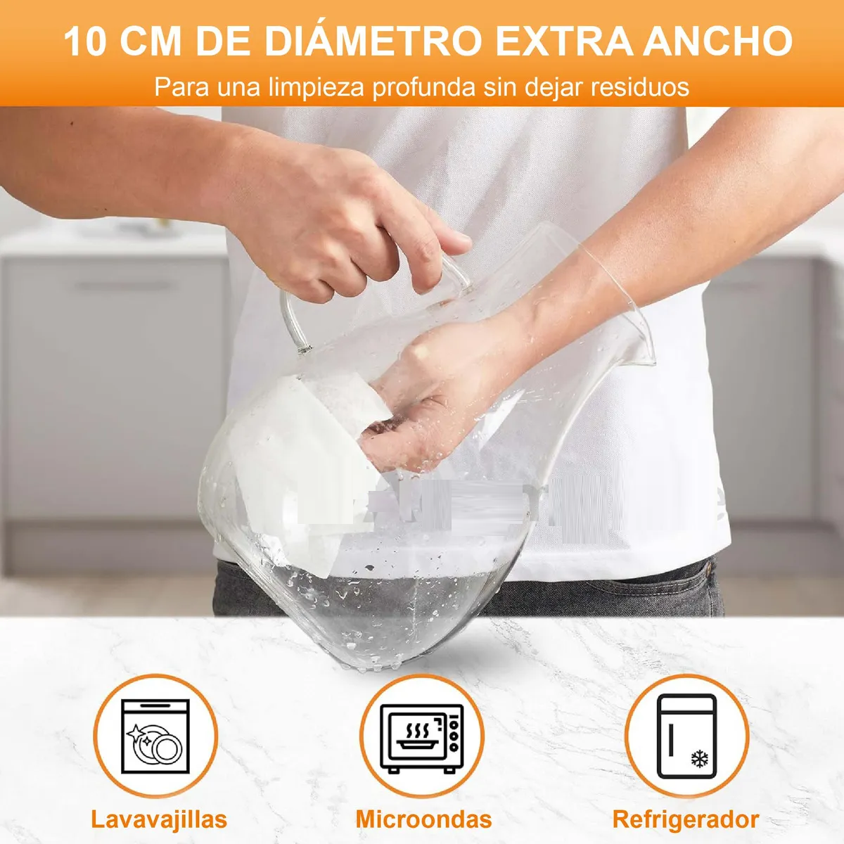 Foto 3 | Jarra De Vidrio Con Tapa De Acero Inoxidable De 2.5 Litros Eo Safe Imports Esi-20712 Transparente