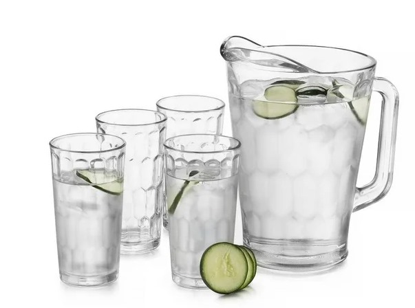 Foto 2 pulgar | Juego De Jarra Con 4 Vasos De Cristal  Marca Crisa