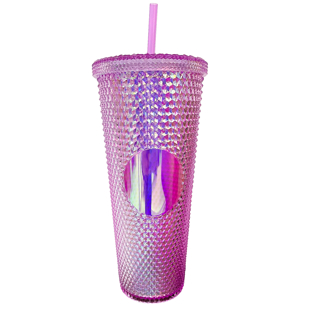 Vaso Tachuelas con Popote 710 ml color Rosa