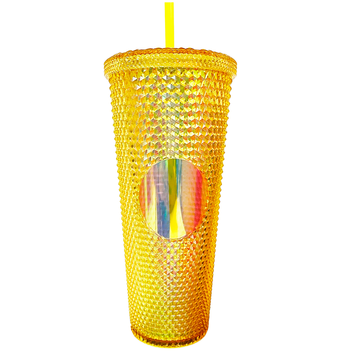 Vaso Tachuelas con Popote 710 ml color Dorado