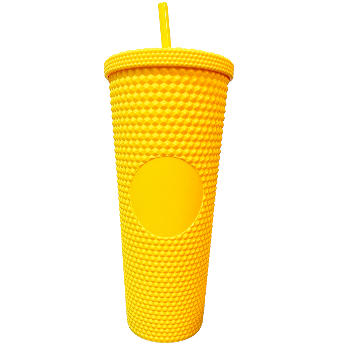 Vaso Tachuelas con Popote 710 ml color Amarillo