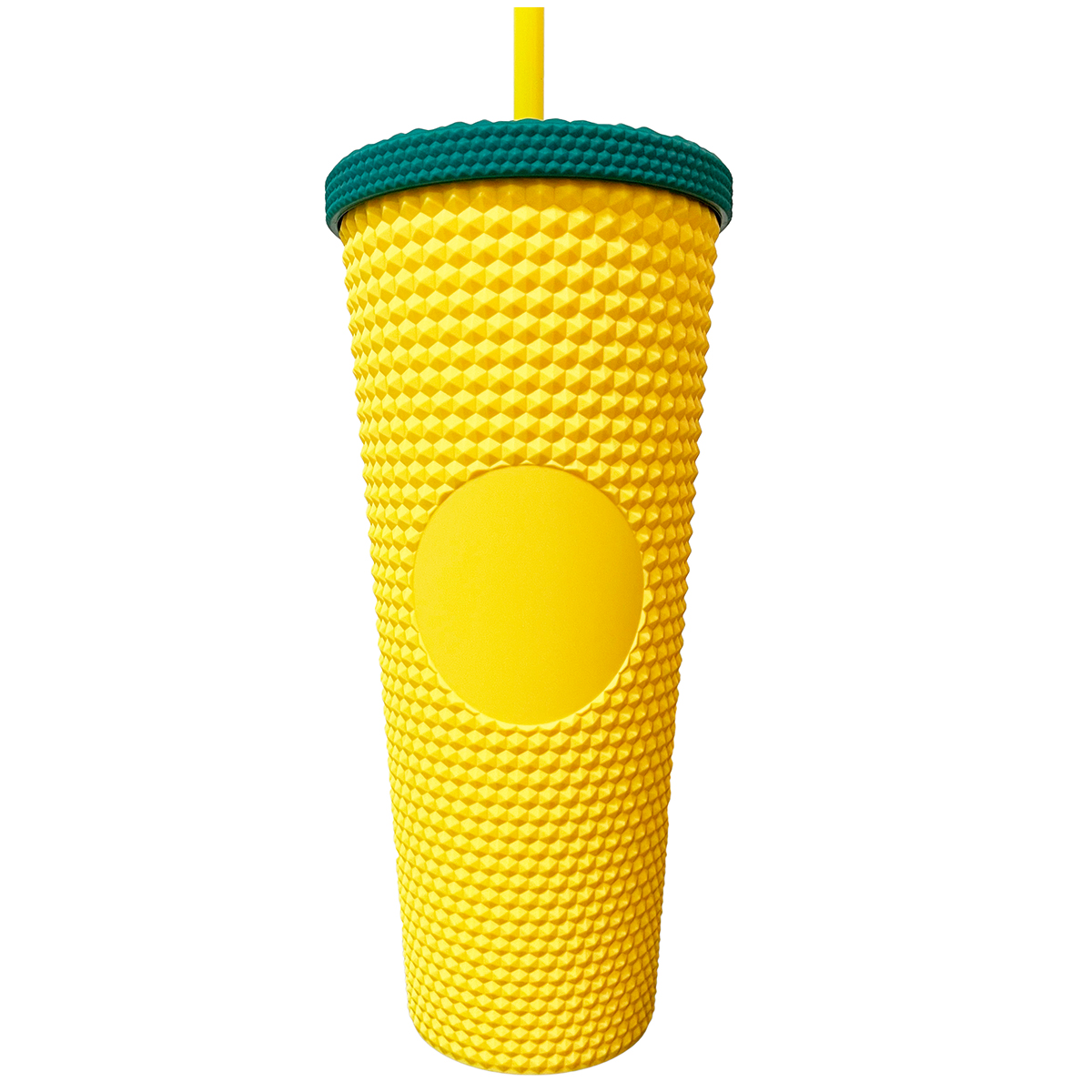 Vaso Tachuelas con Popote 710 ml color Amarillo