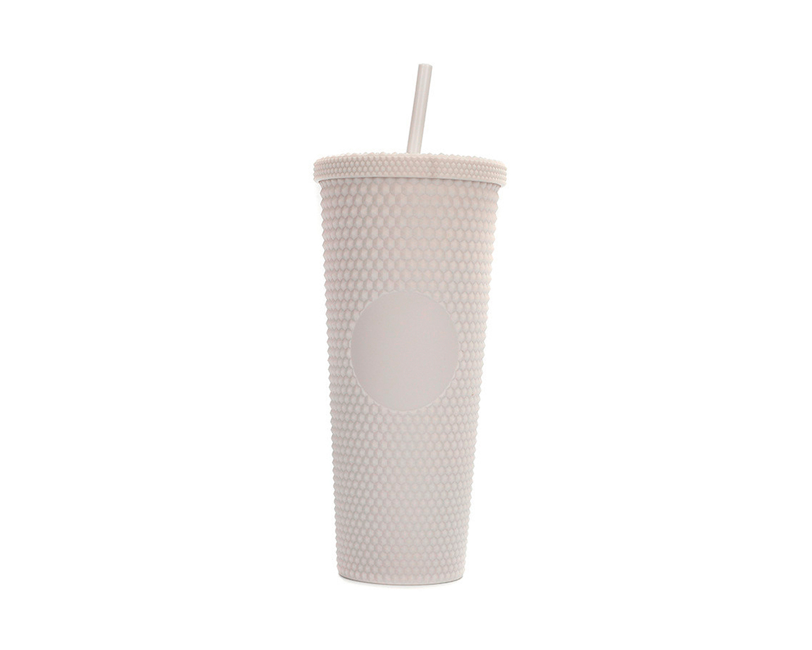 Foto 2 pulgar | Vaso con Tachuelas Brandtrendy color Beige con Popote 710 ml