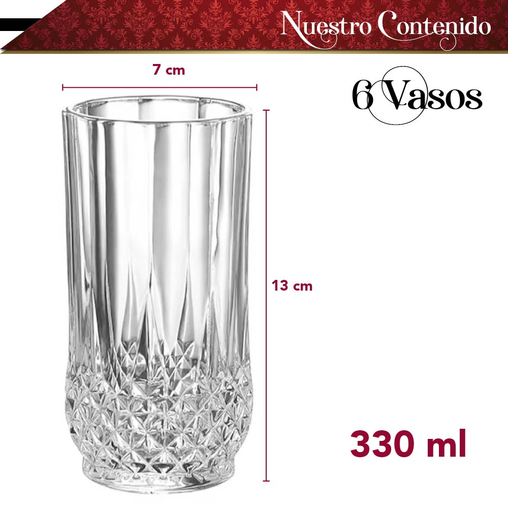 Foto 3 pulgar | Set de Vasos de Cristal CHIC FANTASY SWG2024 color Transparente 6 Piezas