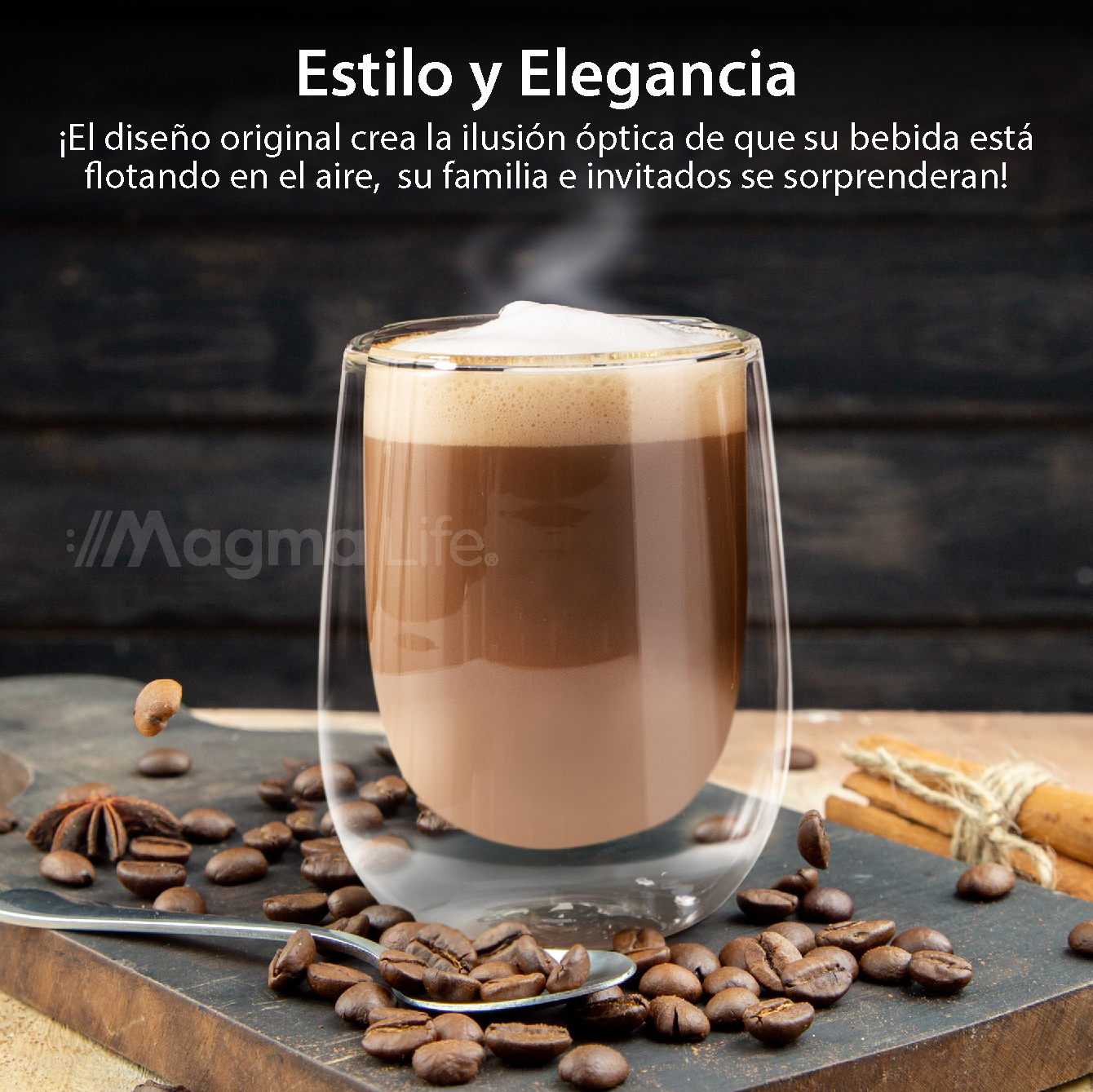 Foto 5 pulgar | Vasos de Cristal de Doble Fondo Magma Life de 200 ML Vidrio Térmico 4 PZAS Ideal para Capuchino Té o Vino