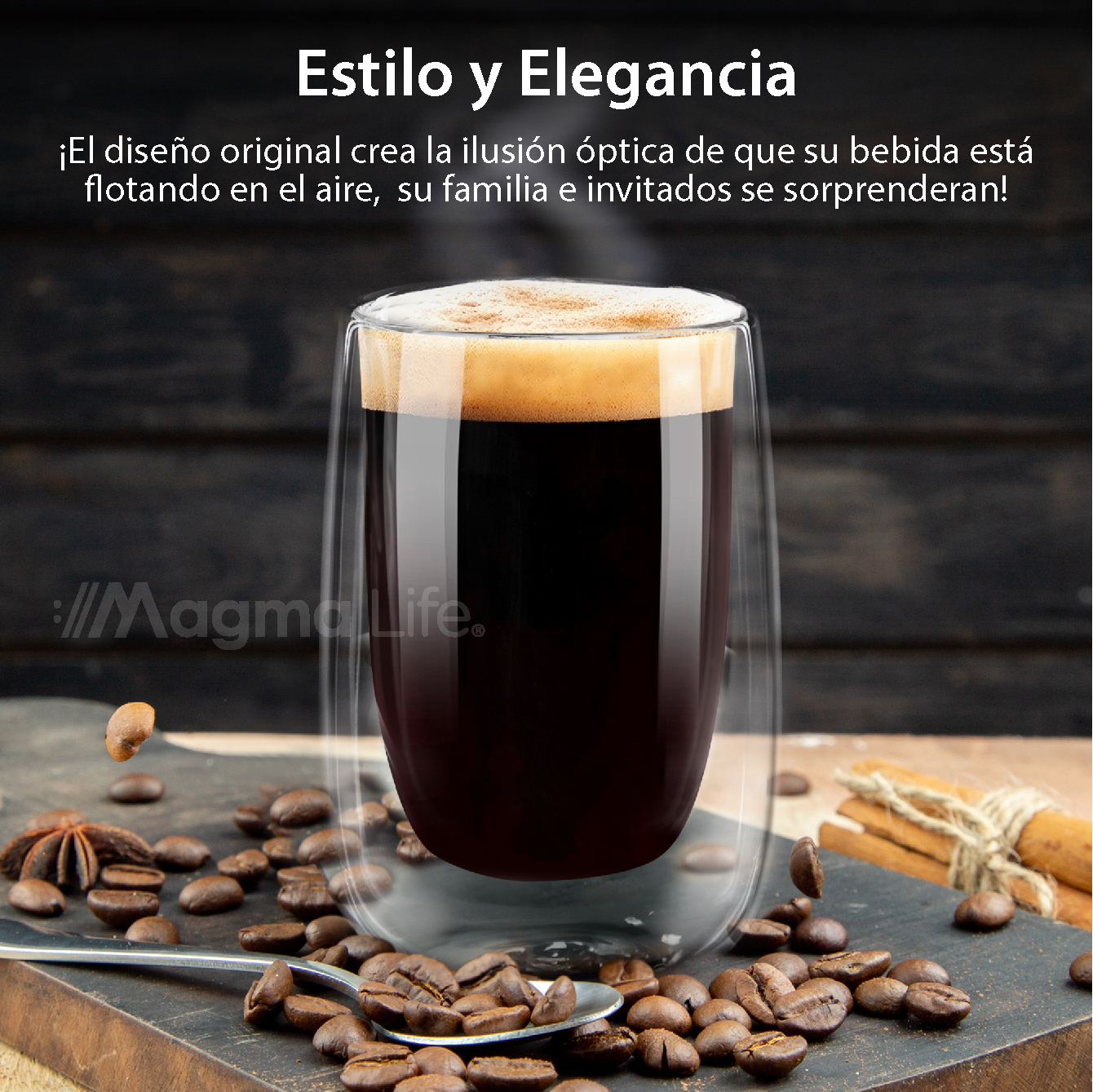 Foto 5 | Vasos de Cristal de Doble Fondo Magma Life de 240 ML Vidrio Térmico 4 PZAS Ideales para Capuchino Té o Vino