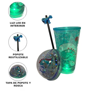 Foto 3 | Botella de Agua Infantil de Plástico Panda con Led Verde