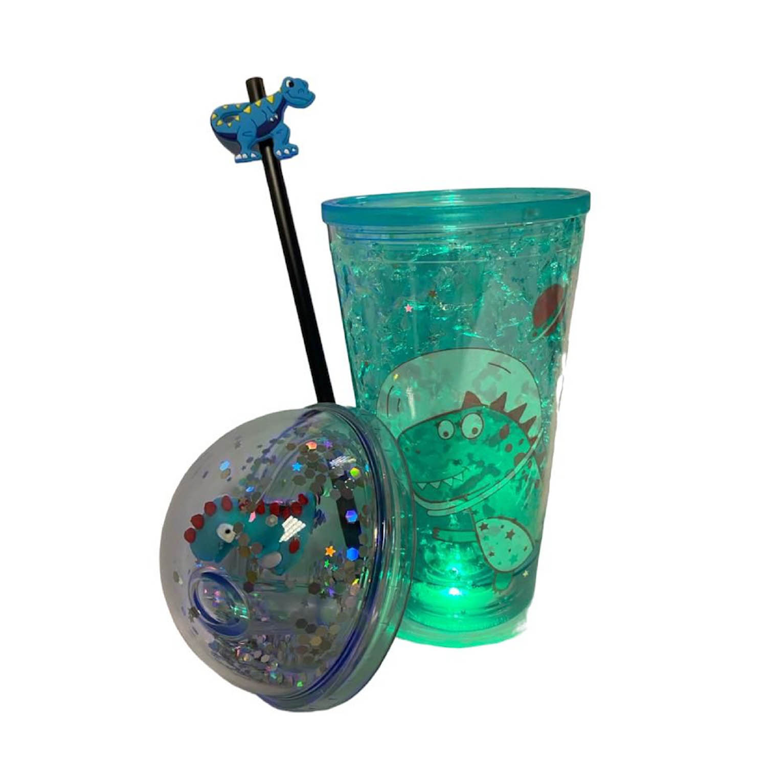 Foto 3 pulgar | Vaso Botella De Agua Infantil De Plástico Oso Con Led Azul Oscuro