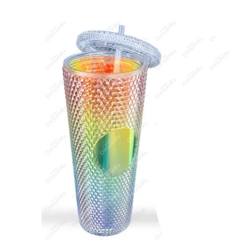 Foto 2 pulgar | Vaso Diamante Wünd Acrílico Degradado Arcoíris LGBT 700 ml