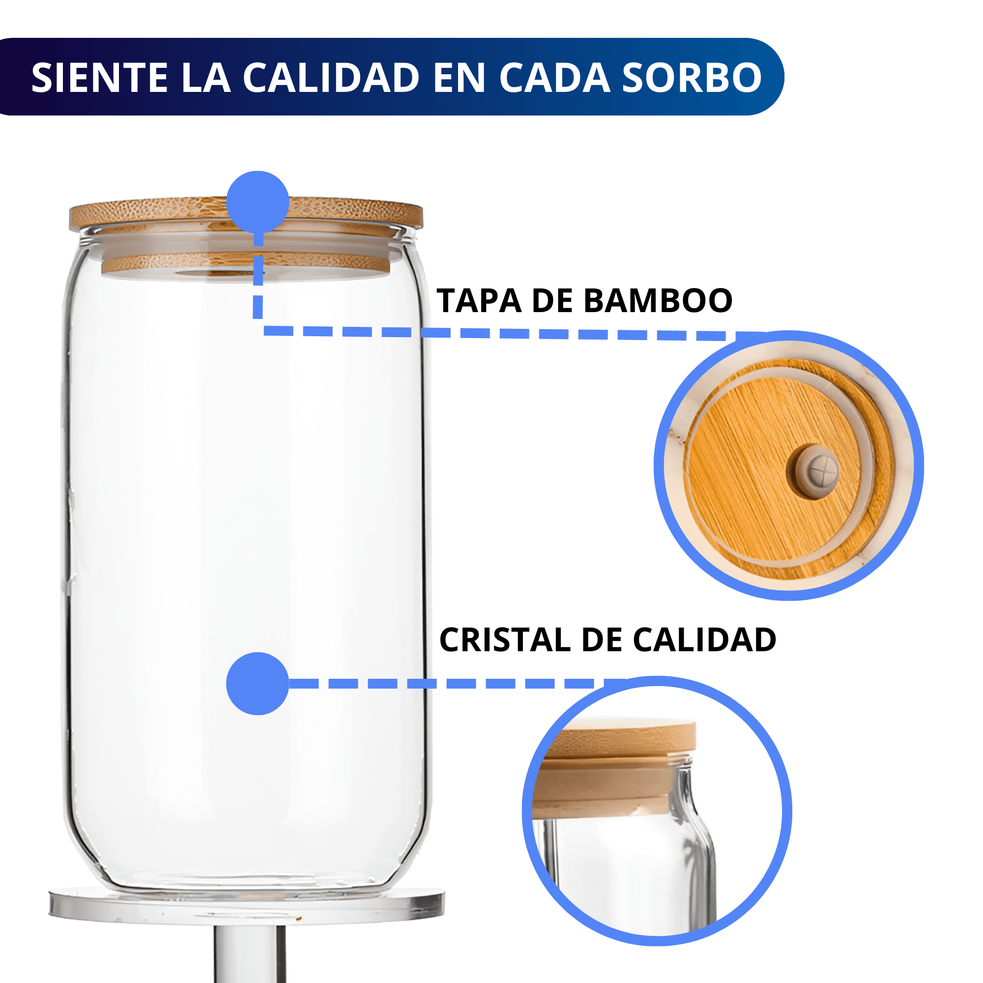 Foto 3 pulgar | Vasos de Vidrio con Popote Ecomlab Tapa Bambú 4 Piezas