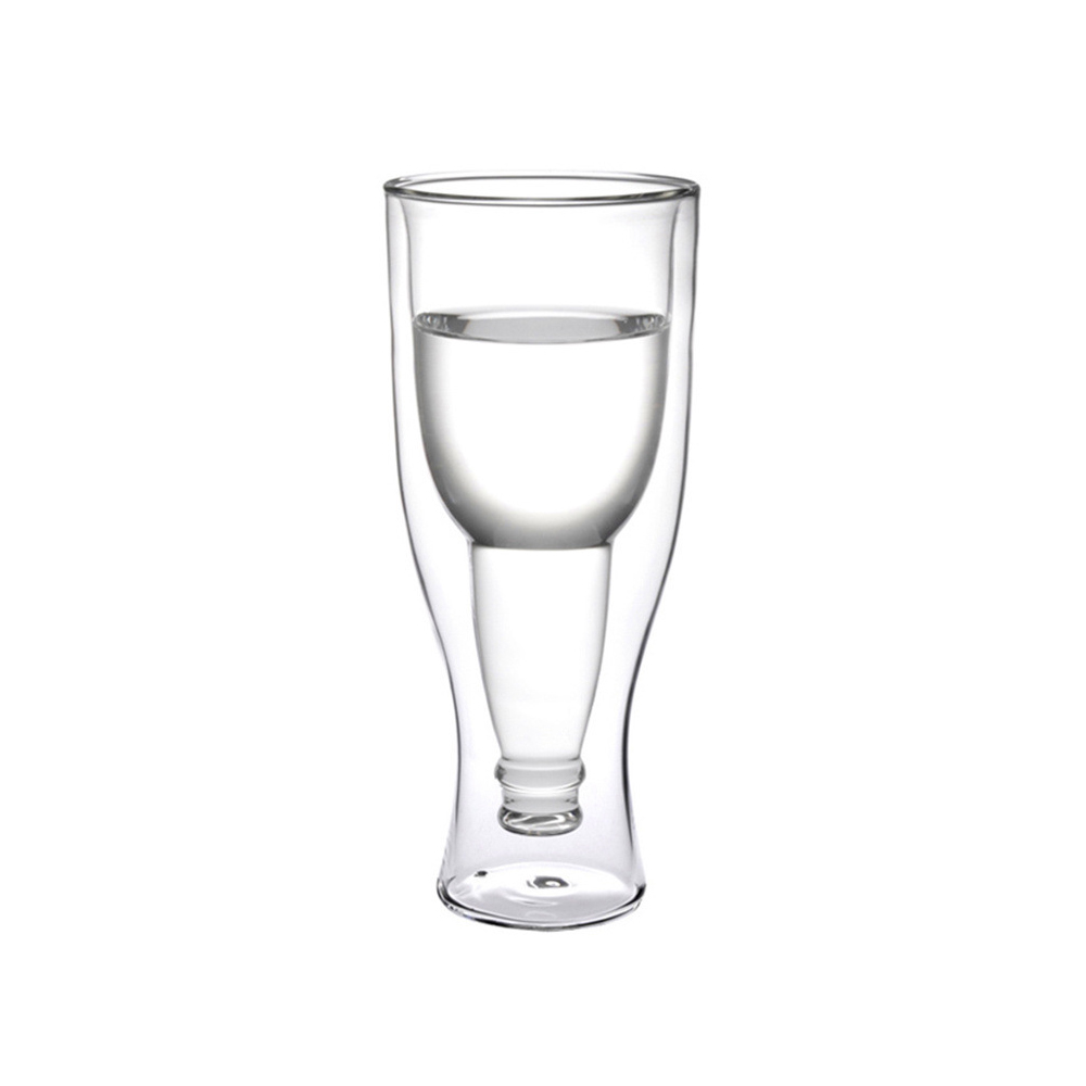 Vaso De Vidrio Doble Pared Para Cerveza Con Fondo De Botella Invertida 350ml